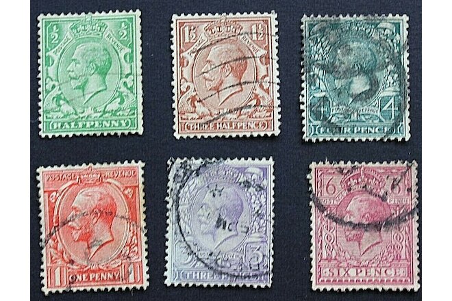 Great Britain  1912  6 Used Stamps