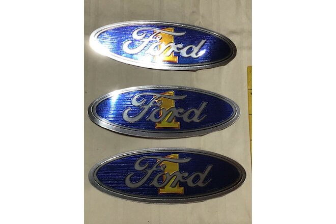 Vintage LOT x3 70s-80s FORD #1 Metallic Alumin Chrome STICKERS Truck Car new nos