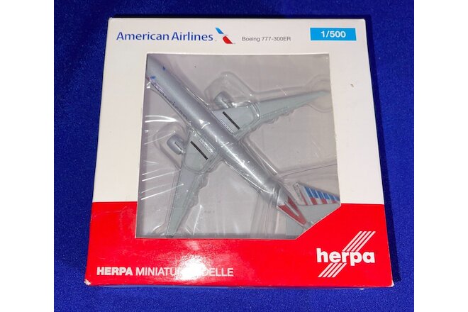 RARE Herpa American Airlines Boeing 777-300ER 1/500 Scale Model Miniature NIB