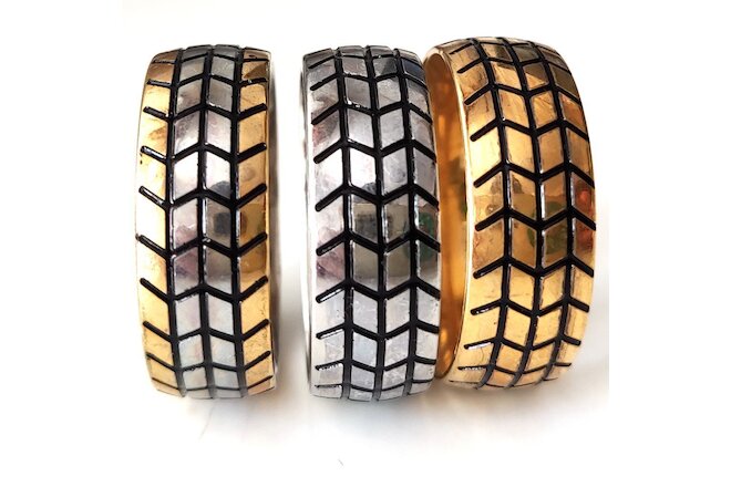 30pcs Stainless Steel Motorcycle Tire Rings For Men Hip Hop Punk Striped Ring