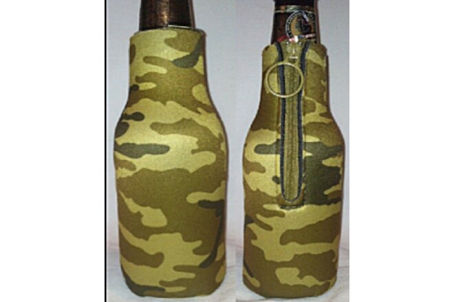 10 Pack Blank Desert Camo Foam Bottle Coolers Zipper Beer Bottle Coolies Koozies