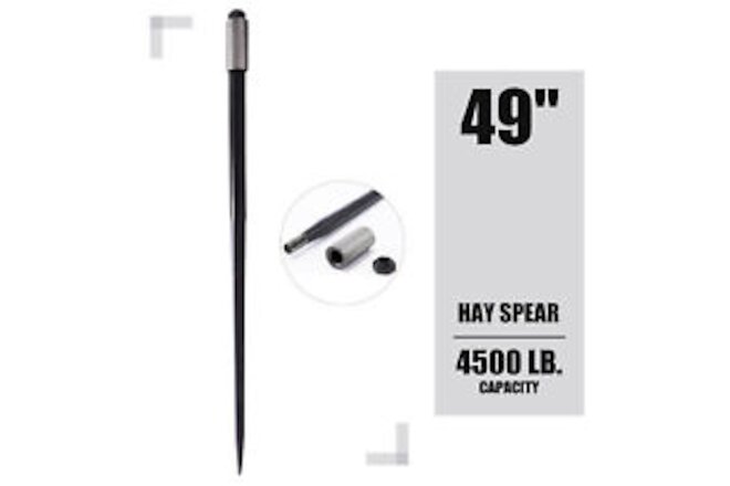 Versatile 49in Hay Spike Bale Spear 4500lb Load Capacity Quick Attach Sleeve Nut