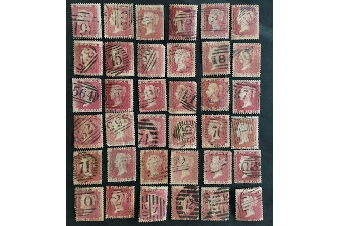 36 x QV 1d Penny Reds Stars - Queen Victoria Stamps Collection - Ref2506a