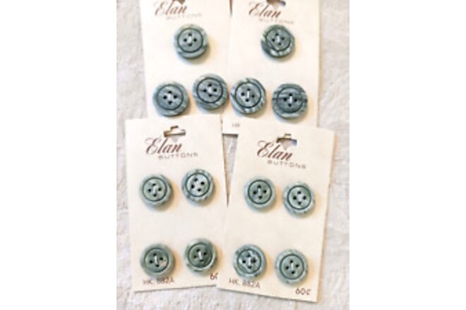 Vintage Elan Green Marbled Buttons 4 Hole 6 3/4" & 8 5/8" Made in Japan