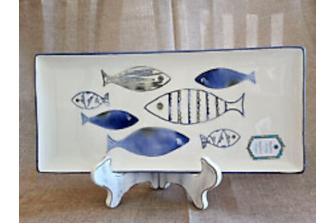 New Papart Ceramic Fish Nautical 14" Serving Platter Handpainted