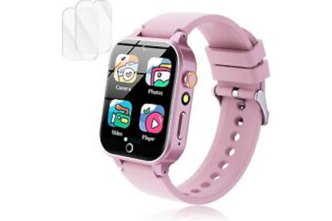 Smart Watch for Kids, with 26 Puzzle Games, Touch Screen, HD Camera, Pink