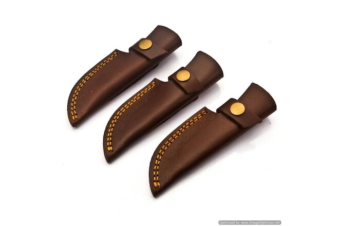 LOT OF 3 Custom Handmade Vertical Knife Leather Sheaths For Right Handed Person