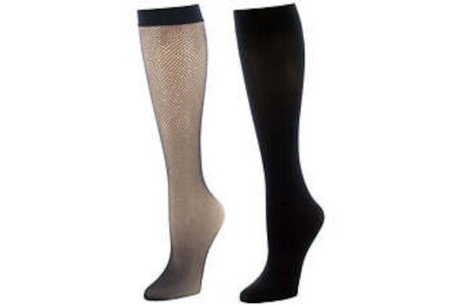 Natori Soft to the Touch Women's Dotted Net Nylon Trouser Socks 2-Pack