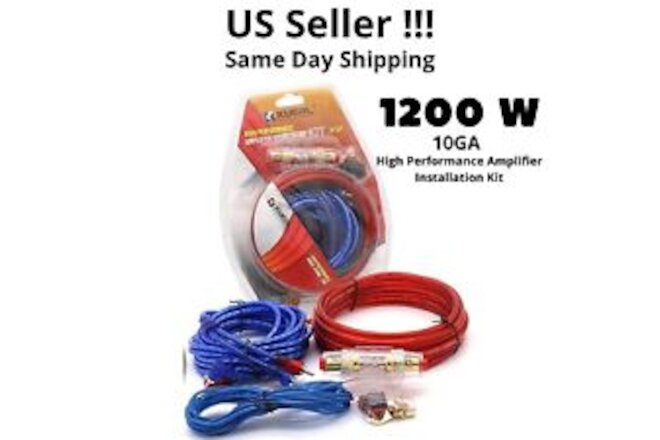 Amplifier Installation Kit Wiring Complete 10Ga Car Audio Cable Kit 1200W