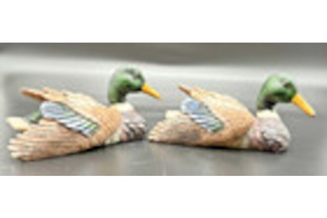 Set of 2 MALLARD DUCK Mini Resin Figurines ~2 1/4"T x 5"L