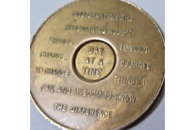 Alcoholics Anonymous Medallion year 17 One Day At A time Bronze AA Token