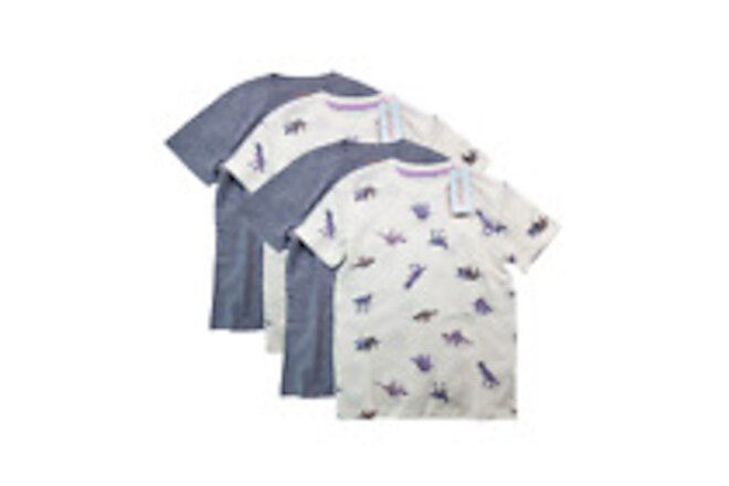 Cat and Jack Boys T Shirt Short Sleeve Dinosaur Heather Blue 4 Pack Size S 6/7