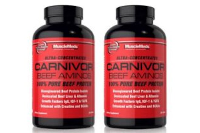 MuscleMeds CARNIVOR BEEF AMINOS 100% Pure Beef Protein 300 Tabs BCAAs [ 2 Pack ]