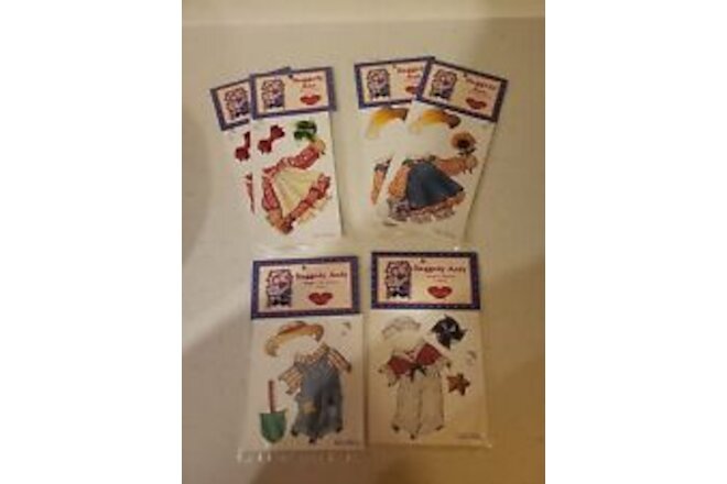 Kidoodles: Set/6 Raggedy Ann & Andy Paper Doll Clothing Toy by Peck Aubry NEW