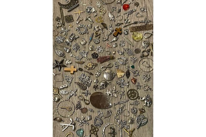 30+ Pairs Lot All Small Earring Charms Pendants 60pcs Metal Wood Glass Resin DIY
