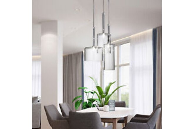 3-Head Modern Glass Pendant Lamp Dining Room Ceiling Lamp Fixture Ceiling Light