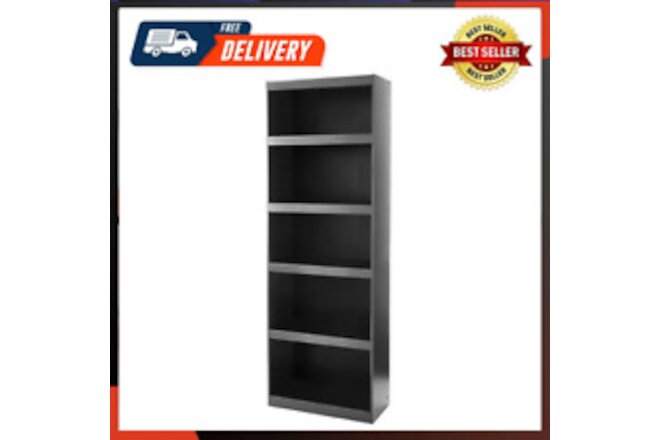 71" Tall Functional Framed 5-Shelf Bookcase Stylish Wide Storage Bookshelf