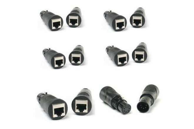6 Sets VRL RJ45 Ethernet to 5 Pin XLR DMX Female and Male Adapters