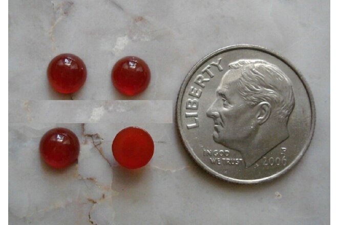 4 Carnelian high dome natural cabochons 5mm round medium to dark color CB021