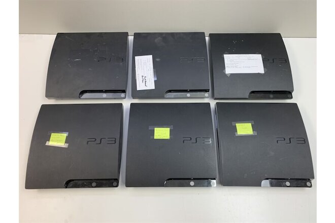 Lot of 6 Broken/Damaged Salvage - Sony PlayStation 3 Slim PS3 - Consoles Only
