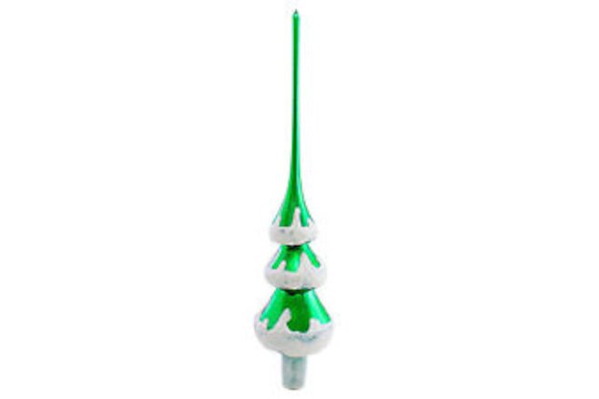 Santa Land Frosted Evergreen Finial Green Christmas Snow Tree Topper