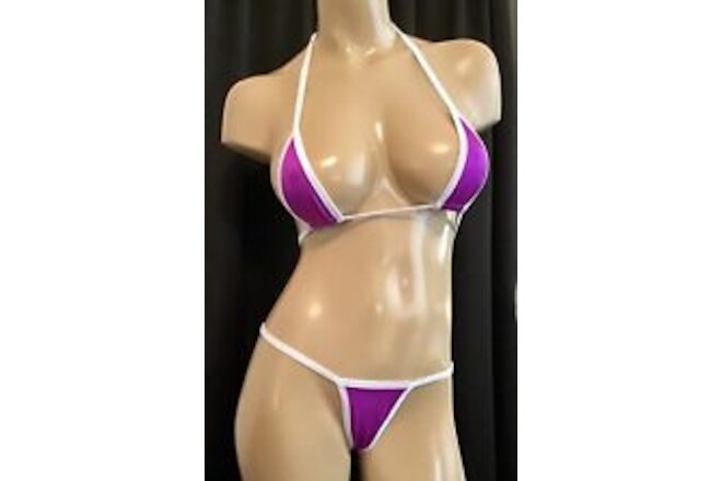 Exotic Dancewear  Bikini Violet Purple Micro Thong Set Influencer  Model