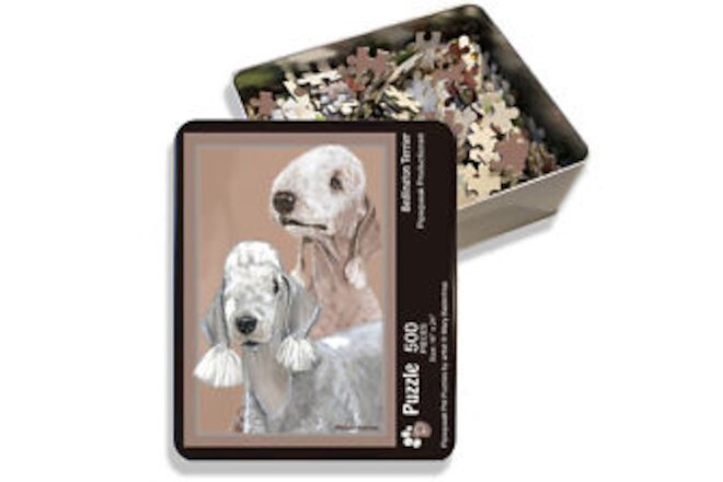 Bedlington Terrier Jigsaw Puzzle, 500-piece with reusable Tin, from painting by