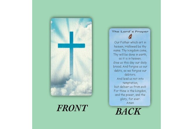 PACK OF 2 HOLY CARDS THE LORDS PRAYER LAMINATED
