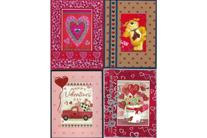 Handmade VALENTINES CARDS #V9--Lot of 4