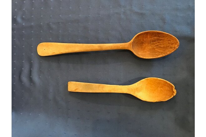 Vintage/Primitive Hand Carved Pair of Wooden Spoons