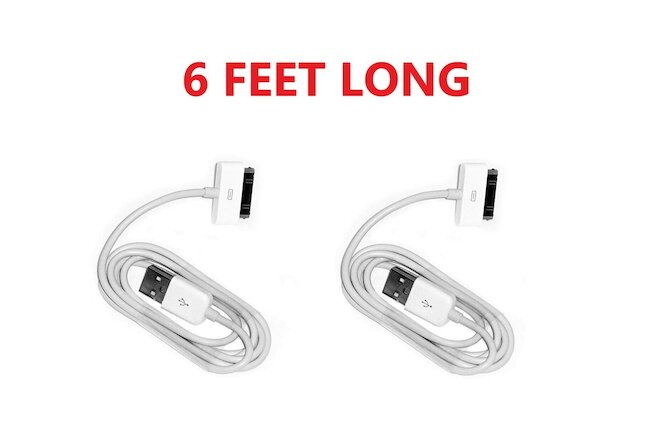 2Pack USB Charger Cable 6ft Sync Data Charging Cord Apple iPhone 4/4S/iPad/iPod