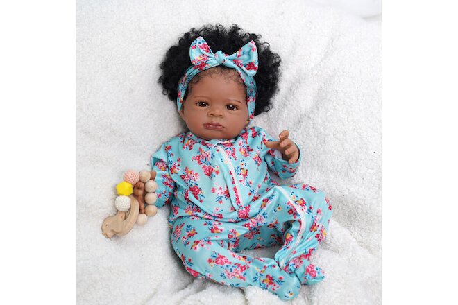18" Lanny Reborn Baby Dolls Girl Handmade Realistic Lifelike African Girl Doll