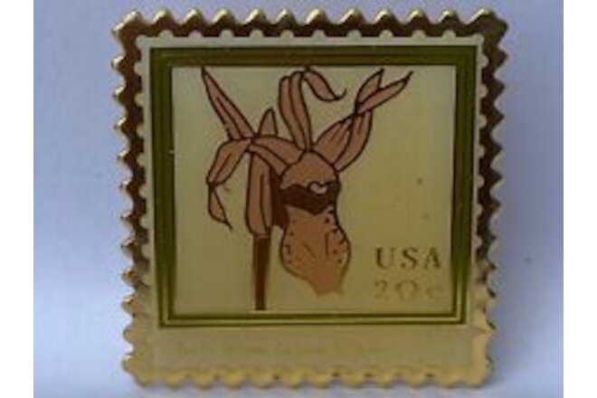 Pacific Calypso Flower Orchid  20c 2079 1984 Stamp Pin Pinback NEW