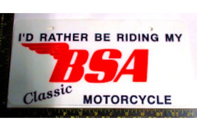 BSA license plate novelty front old British motorcycle collectible memorabilia