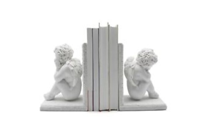 White Angel Book Ends, Heavy Duty Decorative Bookends, Nonskid Book Stoppers,...