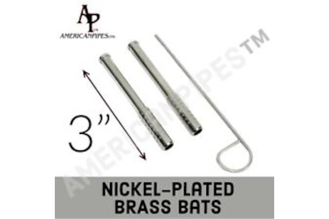 (SET OF 2) NICKEL PLATED BRASS ONE HITTER BAT & A POKER FOR DOUGOUT SINCE 1997