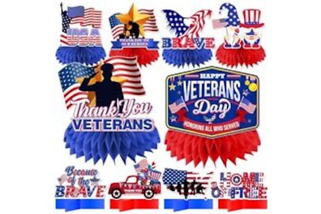 10 Pcs Veterans Day Table Decorations Honeycomb Centerpieces 3D Veterans Day ...