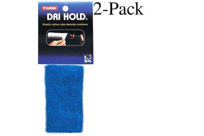 Tourna Dri Hold Elastic Cotton Overgrip, Royal Blue (Pack of 2)