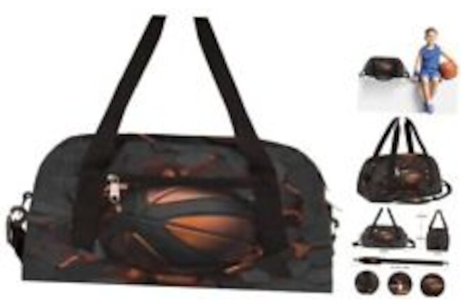 Sports Ball Crash Gym Duffle Bag for Kids,Sports Bag for Teens Boys Basketball