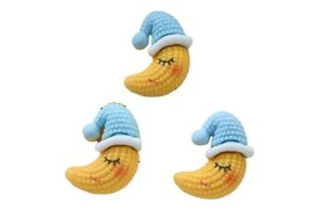 4PC Baby Boy Moon 3D Flatback Embellishments Baby Shower Cupcake Toppers Crafts