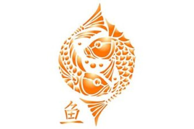 Oriental Fish Symbol Stencil, 5 x 8 inch (S) - Asian Chinese Buddhist Good