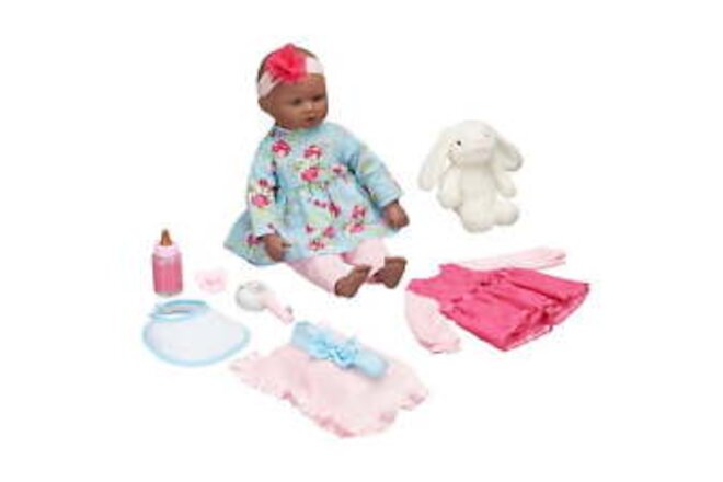 18" Doll and Accessories Set with Plush Bunny and extra