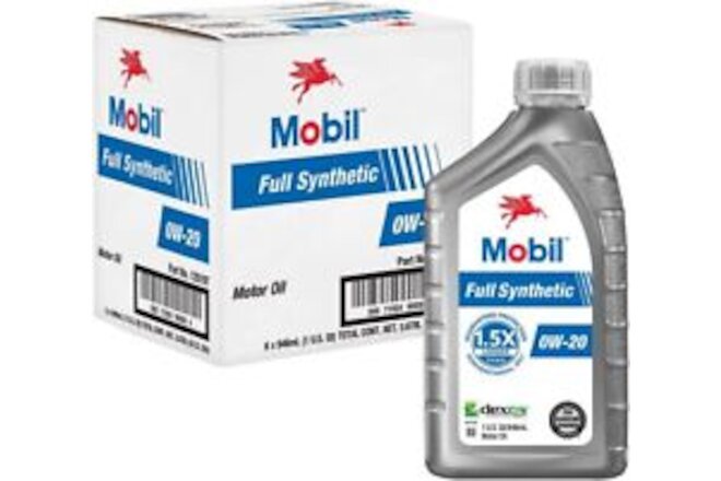 Mobil Full Synthetic Motor Oil 0W-20, 1 Quart (6-pack)