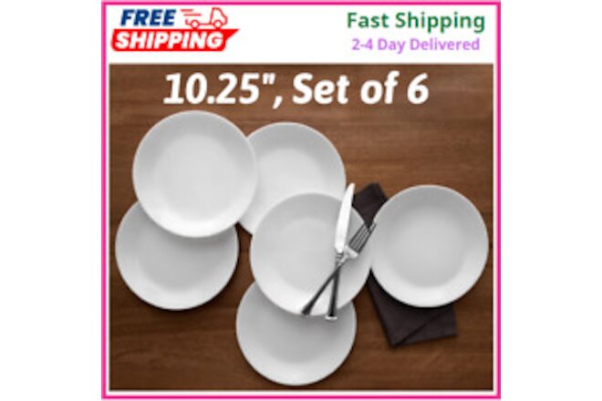 Corelle Classic Winter Frost White, 6 Piece, 10.25" Dinner Plate Set