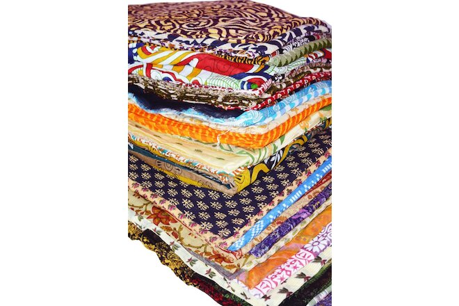 Wholesale Recycled Used Pure Cotton Sari Craft Fabric Bulk 30 sarees Dressmaking