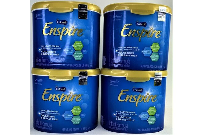 4x} Enfamil Enspire Infant Formula / Milk-Based Powder w/Iron (20.5 oz tubs x4)