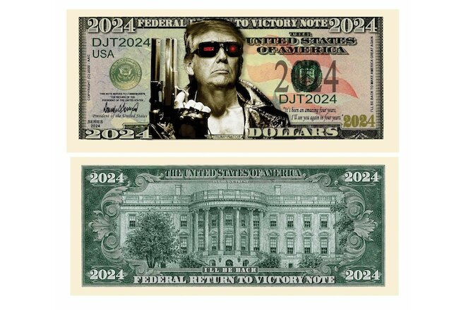 Donald Trump 2024 Collectible Pack of 10 Trumpinator Funny Money Dollar Bills