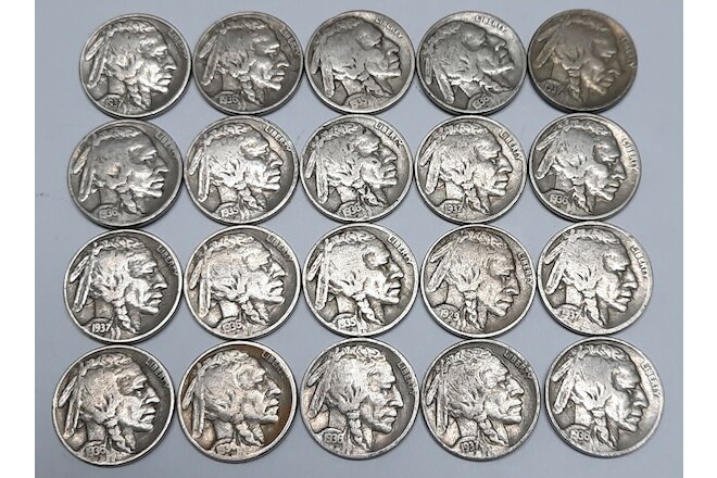 Half Roll of FULL DATE Buffalo Nickels--20 Coins in All!!