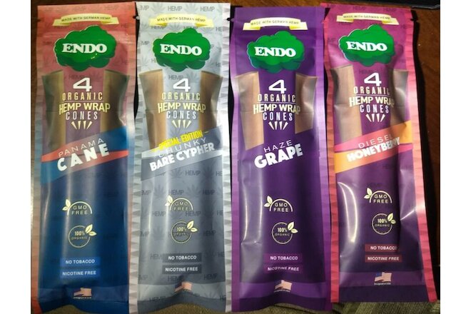 Endo Flavored Organic Herbal Pre-Rolled Cones Variety Sampler 4/4ct Packs 16pc