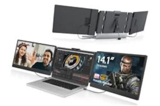 Triple Portable Monitor for Laptop, 14.1'' 1080P FHD Dual S2-14.1" Triple